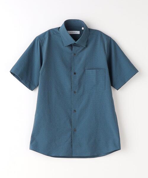 green label relaxing(グリーンレーベルリラクシング)の「ラッカン サッカーチェック スタンダード ドレスシャツ -ストレッチ・イージーアイロン・吸水速乾-(ビジネスシャツ・メンズ・ターコイズブルー/ネイビー・S/M/L/XL)」の19枚目の写真