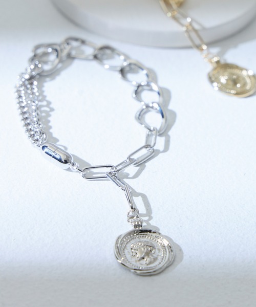 LAVEANGE（ラビアンジェ）の「【金属アレルギー対応】ミックスチェーンマグネットブレスレット（ブレスレット・レディース・ゴールド/シルバー・01/02）」の2枚目の写真