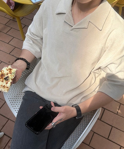 ASCLO（エジュクロ）の「ASCLO Marlene Terry Collar T（Tシャツ/カットソー・メンズ・ブラウン/ベージュ・FREE）」の9枚目の写真