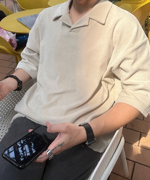 ASCLO（エジュクロ）の「ASCLO Marlene Terry Collar T（Tシャツ/カットソー・メンズ・ブラウン/ベージュ・FREE）」の10枚目の写真