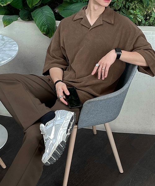 ASCLO（エジュクロ）の「ASCLO Marlene Terry Collar T（Tシャツ/カットソー・メンズ・ブラウン/ベージュ・FREE）」の20枚目の写真
