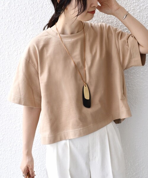 SHIPS(シップス)の「Texloop RCOT バック ドレープ TEE(Tシャツ/カットソー・レディース・ベージュ/ライトグリーン/ホワイト/ダークグレー・ONE SIZE)」の4枚目の写真