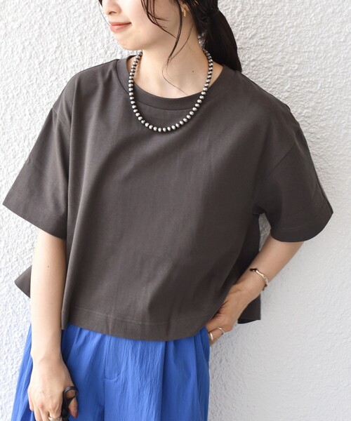 SHIPS(シップス)の「Texloop RCOT バック ドレープ TEE(Tシャツ/カットソー・レディース・ベージュ/ライトグリーン/ホワイト/ダークグレー・ONE SIZE)」の3枚目の写真