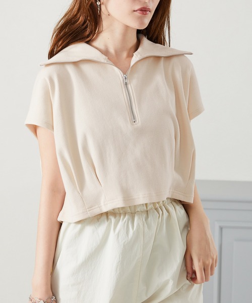 acro（アクロ）の「■フレンチスリーブハーフジップベスト/AC3718（ベスト・レディース・アイボリー・ﾌﾘ-）」の4枚目の写真