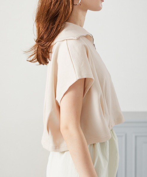 acro（アクロ）の「■フレンチスリーブハーフジップベスト/AC3718（ベスト・レディース・アイボリー・ﾌﾘ-）」の6枚目の写真