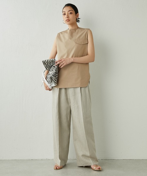 未使用 ウィム ガゼット リネン ハイウエスト ワイド タック パンツ 麻 新品 Whim Gazette（ウィムガゼット）の「リネンワイドパンツ