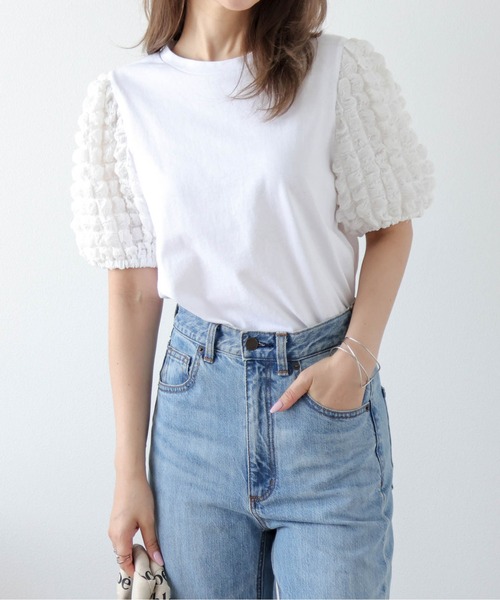 SUGAR BISKET(シュガービスケット)の「ポップコーンプルオーバー(Tシャツ/カットソー・レディース・ホワイト/ブラック・フリー)」の1枚目の写真