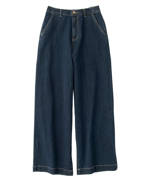 Viola e Viola（ヴィオラエヴィオラ）の「ストレッチデニムワイドパンツ（デニムパンツ・レディース・ネイビー/ブラック/キナリ・M/LL/L/3L）」の6枚目の写真