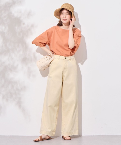 Viola e Viola（ヴィオラエヴィオラ）の「ストレッチデニムワイドパンツ（デニムパンツ・レディース・ネイビー/ブラック/キナリ・M/LL/L/3L）」の9枚目の写真