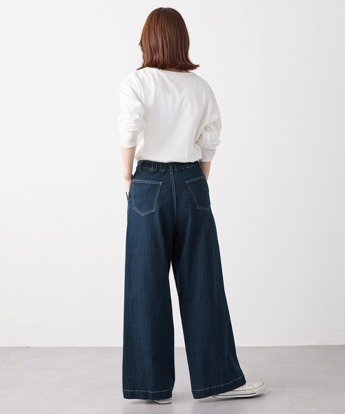 Viola e Viola（ヴィオラエヴィオラ）の「ストレッチデニムワイドパンツ（デニムパンツ・レディース・ネイビー/ブラック/キナリ・M/LL/L/3L）」の13枚目の写真