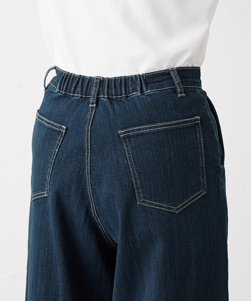 Viola e Viola（ヴィオラエヴィオラ）の「ストレッチデニムワイドパンツ（デニムパンツ・レディース・ネイビー/ブラック/キナリ・M/LL/L/3L）」の14枚目の写真