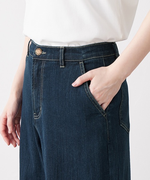 Viola e Viola（ヴィオラエヴィオラ）の「ストレッチデニムワイドパンツ（デニムパンツ・レディース・ネイビー/ブラック/キナリ・M/LL/L/3L）」の15枚目の写真