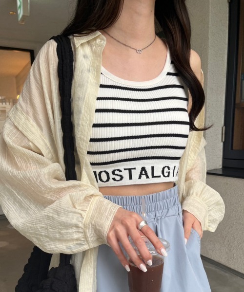 nemne store（ネンネストア）の「《Delfy》ロゴ入りクロップド丈タンクトップ（タンクトップ・レディース・ブラック系その他/オフホワイト/ブラック・フリー）」の17枚目の写真