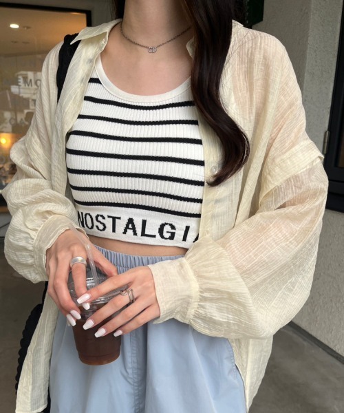 nemne store（ネンネストア）の「《Delfy》ロゴ入りクロップド丈タンクトップ（タンクトップ・レディース・ブラック系その他/オフホワイト/ブラック・フリー）」の18枚目の写真