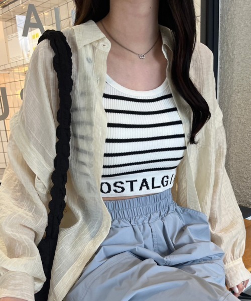 nemne store（ネンネストア）の「《Delfy》ロゴ入りクロップド丈タンクトップ（タンクトップ・レディース・ブラック系その他/オフホワイト/ブラック・フリー）」の19枚目の写真