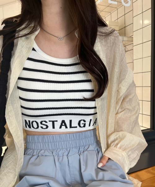 nemne store（ネンネストア）の「《Delfy》ロゴ入りクロップド丈タンクトップ（タンクトップ・レディース・ブラック系その他/オフホワイト/ブラック・フリー）」の20枚目の写真