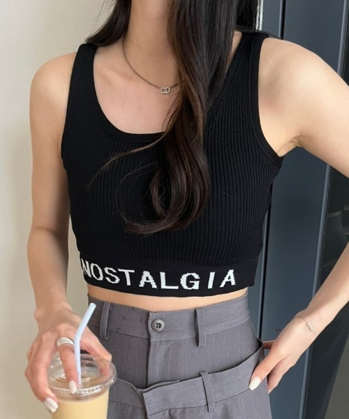 nemne store（ネンネストア）の「《Delfy》ロゴ入りクロップド丈タンクトップ（タンクトップ・レディース・ブラック系その他/オフホワイト/ブラック・フリー）」の13枚目の写真