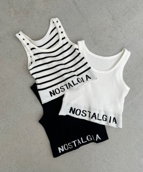 nemne store（ネンネストア）の「《Delfy》ロゴ入りクロップド丈タンクトップ（タンクトップ・レディース・ブラック系その他/オフホワイト/ブラック・フリー）」の22枚目の写真