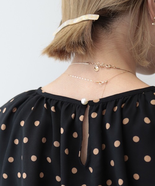 AMERICAN HOLIC（アメリカンホリック）の「ドットラグランギャザーブラウス（シャツ/ブラウス・レディース・キャメル/ブラック・M/L）」の10枚目の写真