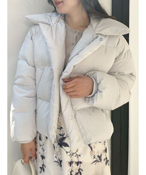 MERCURYDUO（マーキュリーデュオ）の「アライドビックカラーショートダウンコート（ダウンジャケット/コート・レディース・アイボリー/ブラック/チャコールグレー/ライトグレー・FREE）」の12枚目の写真