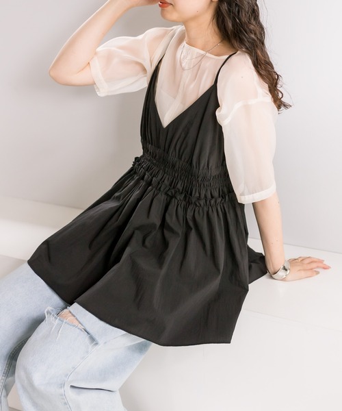 mystic(ミスティック)の「シャーリングキャミソール(キャミソール・レディース・チャコールグレー/ブラック/アイボリー/ピンク/ブラック系その他2・FREE)」の13枚目の写真