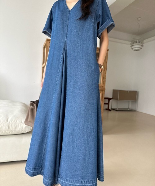 【セール】フロントタックフレアデニムワンピース（ワンピース）｜N.s（エヌドットエス）