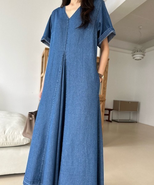 【セール】フロントタックフレアデニムワンピース（ワンピース）｜N.s（エヌドットエス）