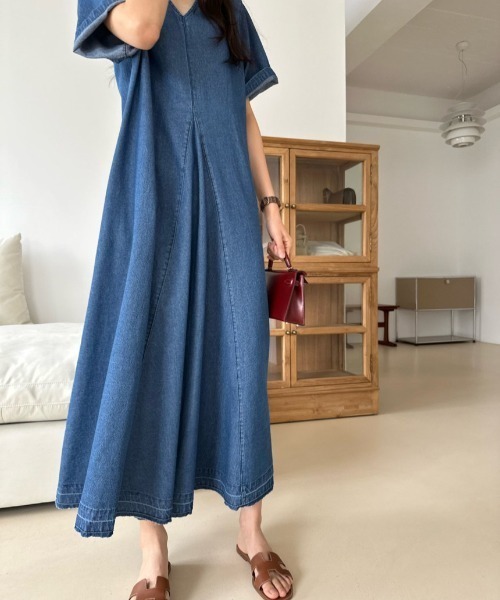 【セール】フロントタックフレアデニムワンピース（ワンピース）｜N.s（エヌドットエス）