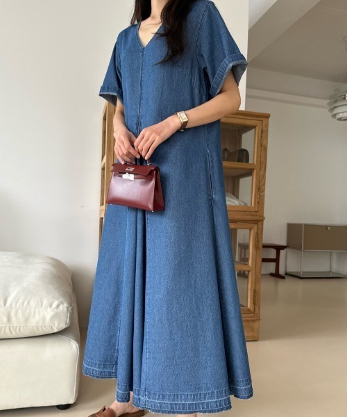 【セール】フロントタックフレアデニムワンピース（ワンピース）｜N.s（エヌドットエス）