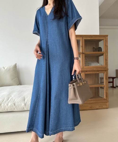 【セール】フロントタックフレアデニムワンピース（ワンピース）｜N.s（エヌドットエス）