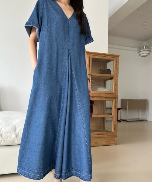 【セール】フロントタックフレアデニムワンピース（ワンピース）｜N.s（エヌドットエス）