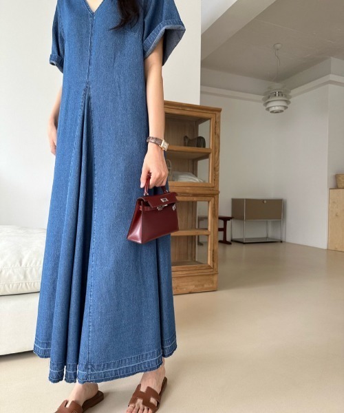 【セール】フロントタックフレアデニムワンピース（ワンピース）｜N.s（エヌドットエス）