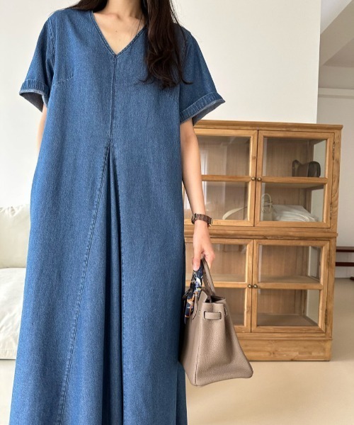 【セール】フロントタックフレアデニムワンピース（ワンピース）｜N.s（エヌドットエス）
