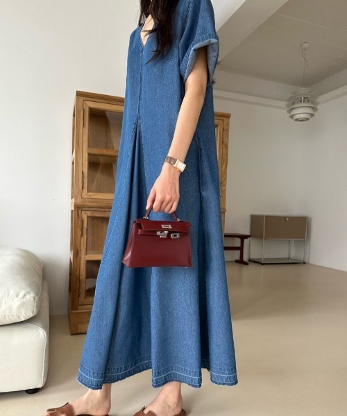 【セール】フロントタックフレアデニムワンピース（ワンピース）｜N.s（エヌドットエス）