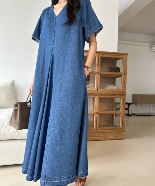 【セール】フロントタックフレアデニムワンピース（ワンピース）｜N.s（エヌドットエス）