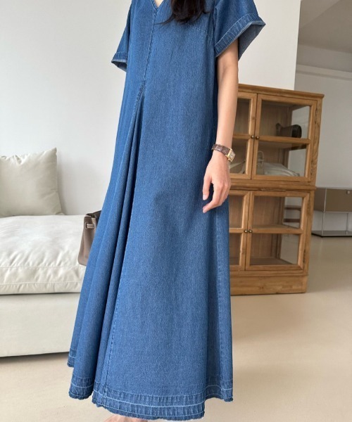 【セール】フロントタックフレアデニムワンピース（ワンピース）｜N.s（エヌドットエス）