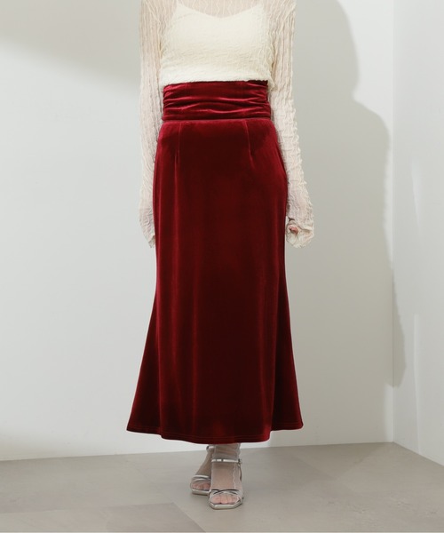 N.（N. Natural Beauty Basic）（エヌエヌナチュラルビューティーベーシック）の「◆ハイウエストベロアマーメイドロングスカート（スカート・レディース・グレー/レッド・MEDIUM）」の20枚目の写真