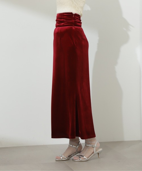 N.（N. Natural Beauty Basic）（エヌエヌナチュラルビューティーベーシック）の「◆ハイウエストベロアマーメイドロングスカート（スカート・レディース・グレー/レッド・MEDIUM）」の12枚目の写真