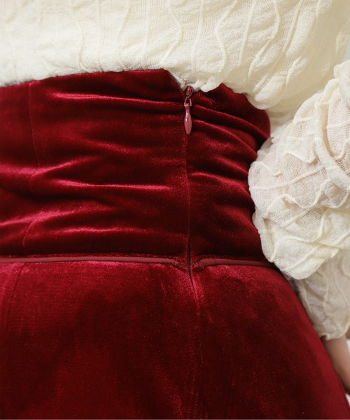N.（N. Natural Beauty Basic）（エヌエヌナチュラルビューティーベーシック）の「◆ハイウエストベロアマーメイドロングスカート（スカート・レディース・グレー/レッド・MEDIUM）」の18枚目の写真