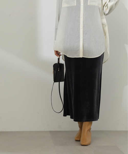 N.（N. Natural Beauty Basic）（エヌエヌナチュラルビューティーベーシック）の「◆ハイウエストベロアマーメイドロングスカート（スカート・レディース・グレー/レッド・MEDIUM）」の11枚目の写真