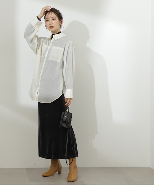 N.（N. Natural Beauty Basic）（エヌエヌナチュラルビューティーベーシック）の「◆ハイウエストベロアマーメイドロングスカート（スカート・レディース・グレー/レッド・MEDIUM）」の19枚目の写真