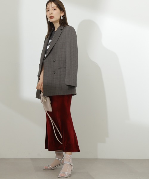 N.（N. Natural Beauty Basic）（エヌエヌナチュラルビューティーベーシック）の「◆ハイウエストベロアマーメイドロングスカート（スカート・レディース・グレー/レッド・MEDIUM）」の9枚目の写真