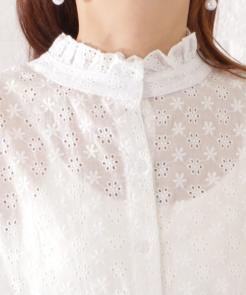 Lace Ladies(レースレディース)の「2WAY花柄刺繍5分袖キャンディブラウス(シャツ/ブラウス・レディース・ネイビー/ブラック/ホワイト/ベージュ・FREE/S)」の17枚目の写真