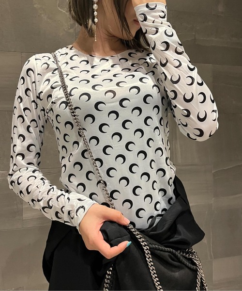 ARCADE(アーケード)の「春服 ロンT ムーンプリント トップス インナー カットソー -ARCADE Limited Line-(Tシャツ/カットソー・レディース・ホワイト系1/ホワイト系2/ブラック系1/ブラック系2/ブラック系3/グレー系1/ブラウン系1/パープル系1/パープル系2/ピンク系1/ピンク系2・FREE)」の2枚目の写真