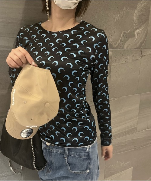 ARCADE(アーケード)の「春服 ロンT ムーンプリント トップス インナー カットソー -ARCADE Limited Line-(Tシャツ/カットソー・レディース・ホワイト系1/ホワイト系2/ブラック系1/ブラック系2/ブラック系3/グレー系1/ブラウン系1/パープル系1/パープル系2/ピンク系1/ピンク系2・FREE)」の5枚目の写真