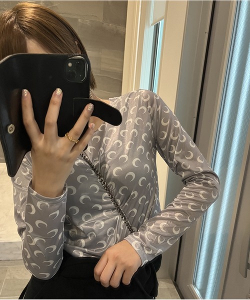 ARCADE(アーケード)の「春服 ロンT ムーンプリント トップス インナー カットソー -ARCADE Limited Line-(Tシャツ/カットソー・レディース・ホワイト系1/ホワイト系2/ブラック系1/ブラック系2/ブラック系3/グレー系1/ブラウン系1/パープル系1/パープル系2/ピンク系1/ピンク系2・FREE)」の6枚目の写真