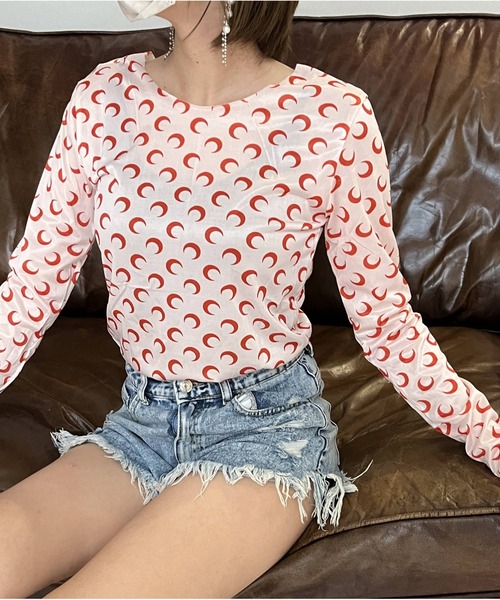 ARCADE(アーケード)の「春服 ロンT ムーンプリント トップス インナー カットソー -ARCADE Limited Line-(Tシャツ/カットソー・レディース・ホワイト系1/ホワイト系2/ブラック系1/ブラック系2/ブラック系3/グレー系1/ブラウン系1/パープル系1/パープル系2/ピンク系1/ピンク系2・FREE)」の11枚目の写真