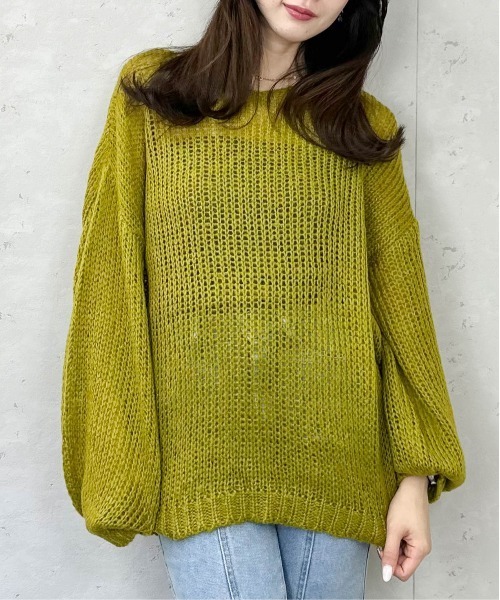 Per sist ence(パーシエンス)の「【新色入荷】透かし編みプルオーバー(ニット/セーター・レディース・ブラック/アイボリー/チャコールグレー/ブルー/グレー/ピンク/レッド/杢グレー/オレンジ/オリーブ・FREE)」の7枚目の写真