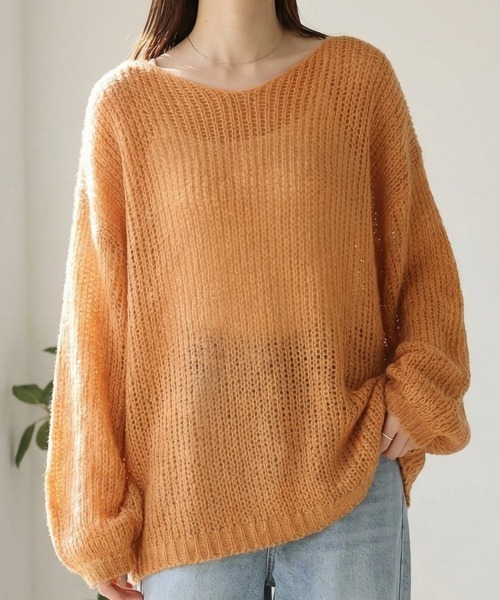 Per sist ence(パーシエンス)の「【新色入荷】透かし編みプルオーバー(ニット/セーター・レディース・ブラック/アイボリー/チャコールグレー/ブルー/グレー/ピンク/レッド/杢グレー/オレンジ/オリーブ・FREE)」の10枚目の写真