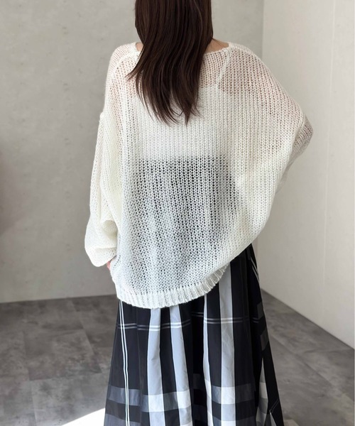 Per sist ence(パーシエンス)の「【新色入荷】透かし編みプルオーバー(ニット/セーター・レディース・ブラック/アイボリー/チャコールグレー/ブルー/グレー/ピンク/レッド/杢グレー/オレンジ/オリーブ・FREE)」の18枚目の写真